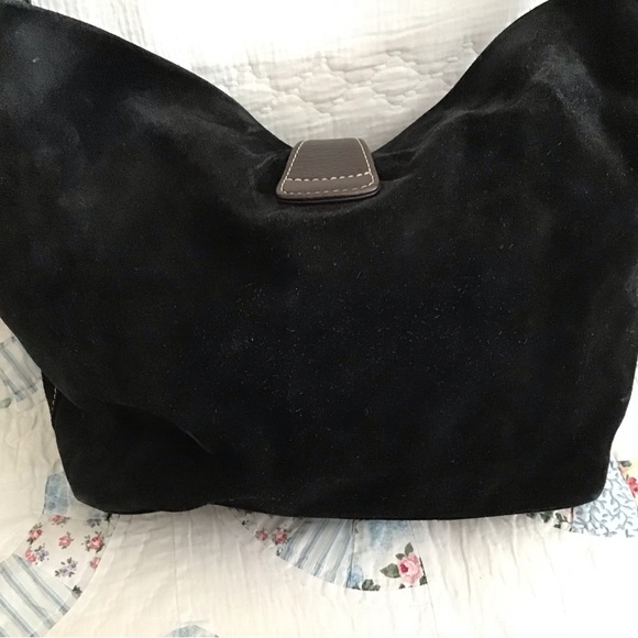 EUC  Dooney and Bourke Black Suede Belvedere Lock Hobo Shoulder Bag - Picture 2 of 12
